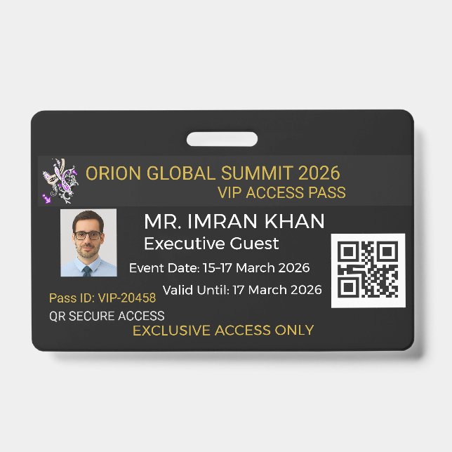 crachá de segurança crachá empresarial crachá VIP! (Frente)