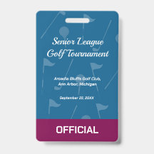 Crachá de Segurança de Evento de Golfe – Cartão de