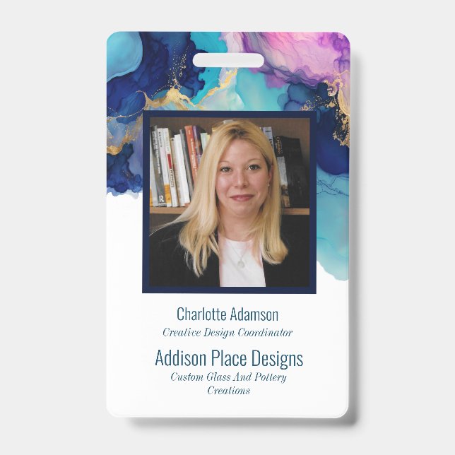 Crachá de Segurança de Funcionário com Imagem Abst (Frente)