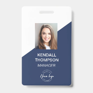 Crachá de Segurança Personalizado Azul Marinho par