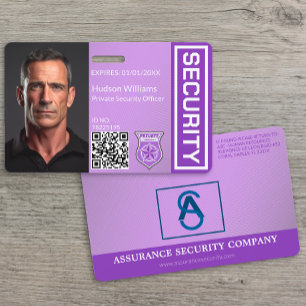 Crachá de Segurança Personalizado Roxo com Foto