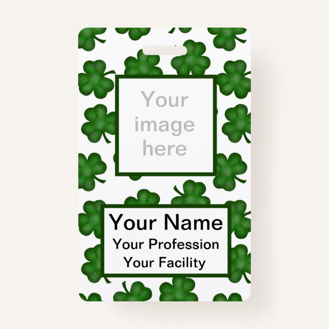 Crachá de Shamrocks Texturados Personalizados (Frente)