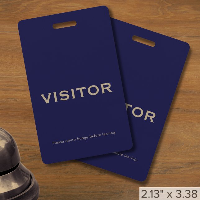 Crachá de Visitante Azul Marinho Simples (Criador carregado)