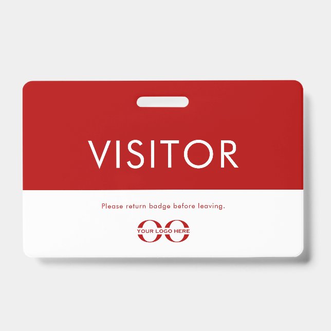 Crachá de Visitante com Logotipo Vermelho Personal (Frente)