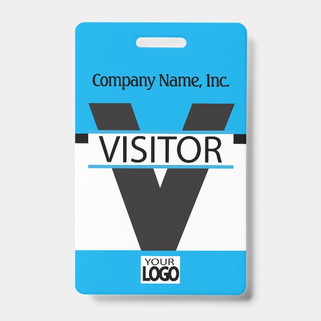Crachá de Visitante com seu Logotipo - Azul Bebê (Frente)