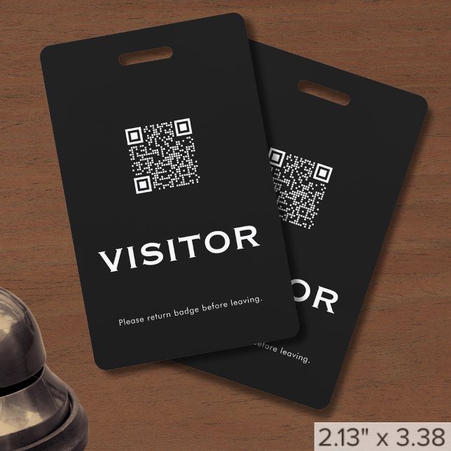 Crachá de Visitante de Código QR Profissional (Criador carregado)