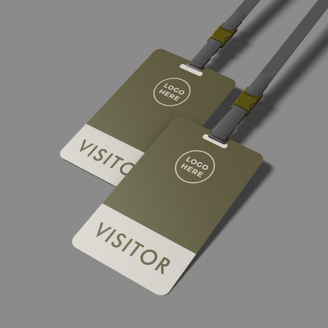 Crachá de Visitante de Empresa Moderna com Logotip (Criador carregado)