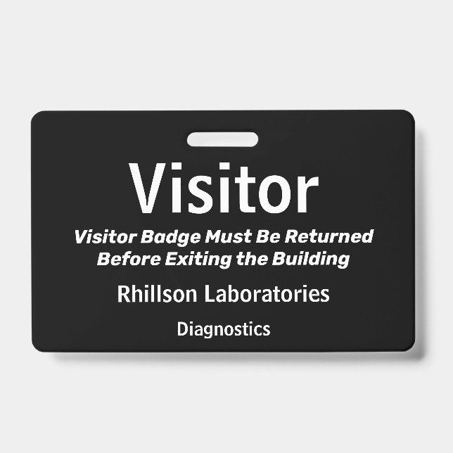 Crachá de Visitante Horizontal Preto e Branco (Frente)