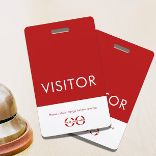Crachá de Visitante Logotipo da Empresa Vermelho