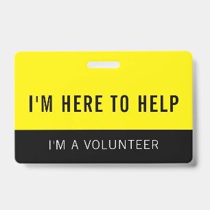 Crachá de Voluntário Amarelo Aqui para Ajudar