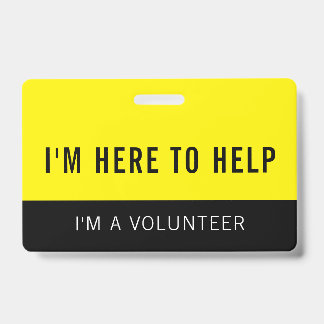 Crachá de Voluntário Amarelo Aqui para Ajudar
