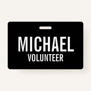 Crachá de Voluntário Negro com Nome Personalizado