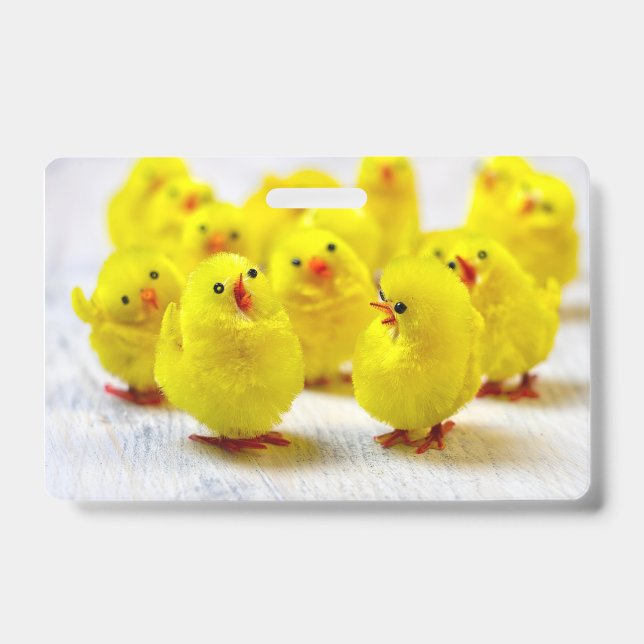 Crachá Decoração de páscoa - Grupo de pintinhos (Frente)