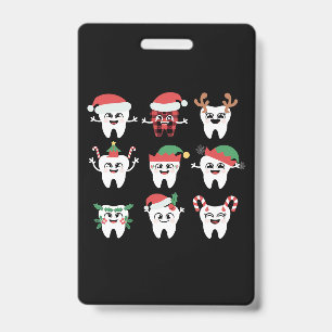 Crachá Dentes de Natal Engraçados Dentista de Natal Fofo 