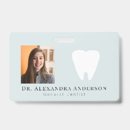 Crachá Dentist White Teeth Light Blue ID Photo