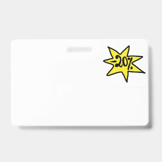 Crachá Desconto de 20%. Promoção, bônus, negócios, preço 