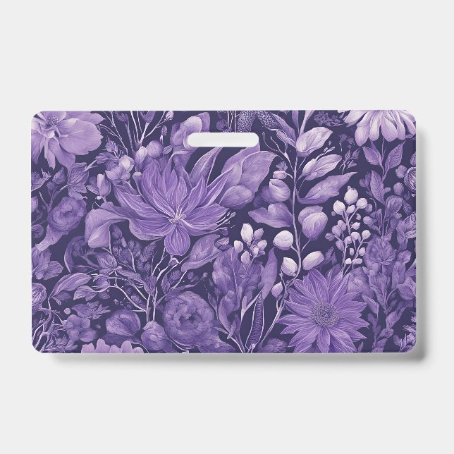 Crachá Desenho Botânico Elegante Sonho Roxo (Frente)