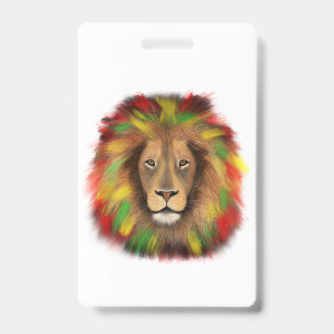 Crachá Desenho da cabeça de leão Rasta vermelho amarelo v