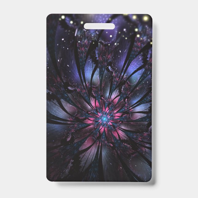 Crachá Desenho de flor fractal abstrata. (Frente)