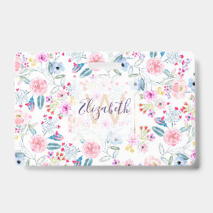 Crachá Desenho pintado à mão com aquarela floral vintage