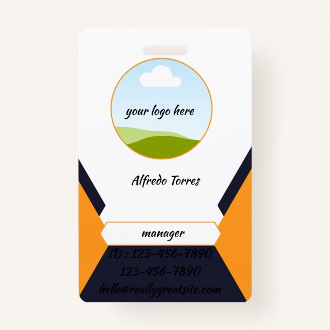 Crachá design de cartão de visita moderno e limpo (Frente)