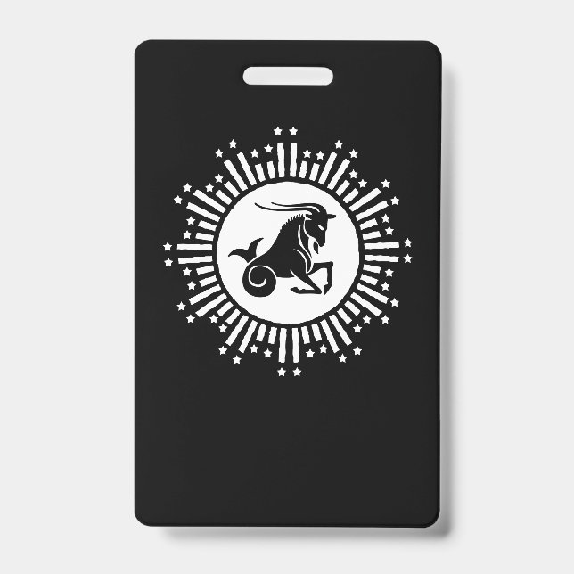 Crachá Design de Estouro Cósmico de Capricórnio com Bode  (Frente)