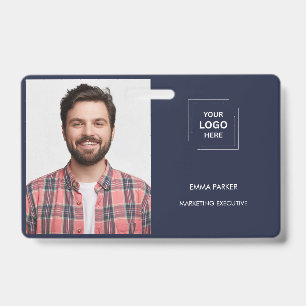 Crachá Design de Identidade de Equipe Profissional Azul M