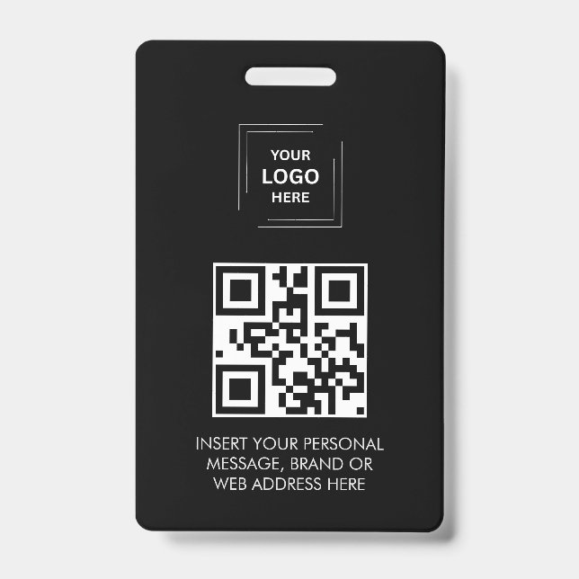 Crachá Design de Identidade de Evento QR Preto Digital (Frente)