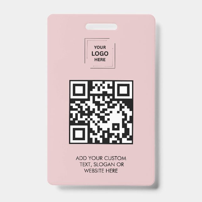 Crachá Design de Identidade de Evento QR Rosa Digital (Frente)