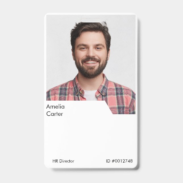 Crachá Design de Identidade de Funcionário com Foto Verti (Frente)