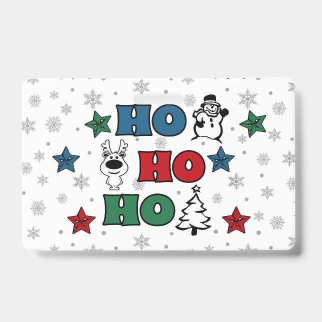 Crachá design de Natal Ho-Ho-Ho (Frente)