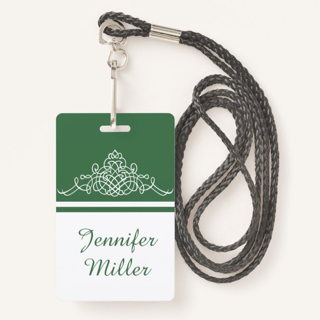 Crachá Design floral elegante (Frente com cordão)