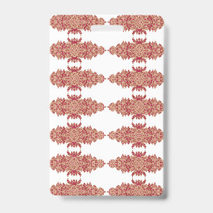 Crachá Design floral vermelho e laranja com gráfico ornam