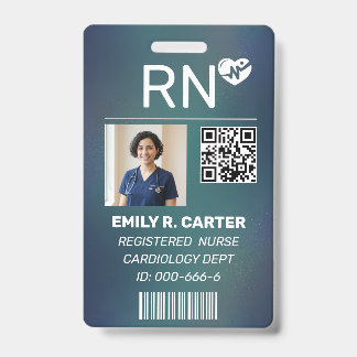 Crachá Design Moderno de Código QR para Enfermeira Regist