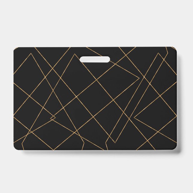 Crachá Design Moderno de Traços Geométricos Dourados e Pr (Frente)