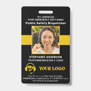 Crachá Despachante do 911 ID Foto Personalizada Linha Dou
