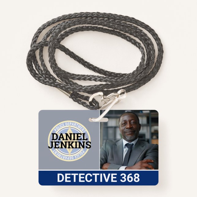 Crachá Detetive de Polícia | POLÍCIA (Frente com cordão)