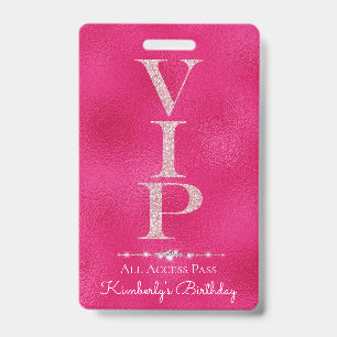Crachá Diamantes Glamourosos Brilho Rosa Lealdade VIP