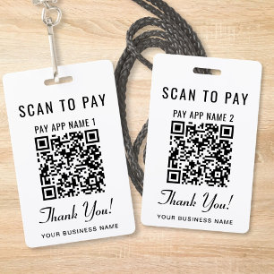 Crachá Digitalizar para Pagar 2 Códigos QR de Pagamento