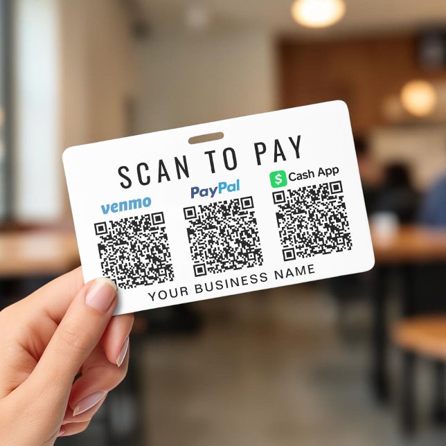 Crachá Digitalizar para Pagar Código QR Venmo PayPal Cash (Scan to Pay QR Code Venmo PayPal CashApp Business Badge)