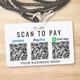 Crachá Digitalizar para Pagar Códigos QR do Paypal Venmo