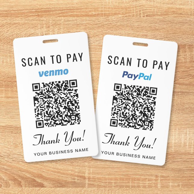 Crachá Digitalizar para Pagar Venmo PayPal Código QR Paga (Scan to Pay Venmo PayPal QR Code Business Payment Badge)
