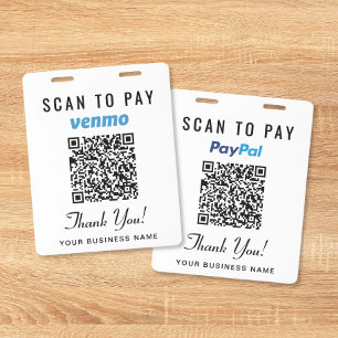 Crachá Digitalizar para Pagar Venmo PayPal Código QR Paga