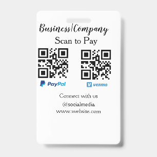 Crachá Digitalize para pagar código q r paypal venmo adic