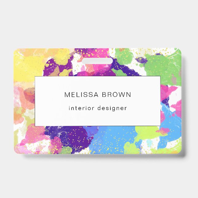 Crachá Dispersão por Aquarela Abstrato moderna colorida (Frente)