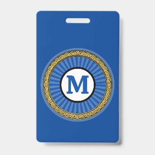Crachá Distintivo - Azul - Personalizado - Adicionar Inic