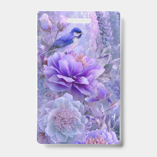 Crachá Distintivo de Pássaro Floral Roxo