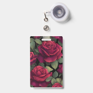 Crachá Distintivo Floral Rosa Vermelha.