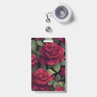 Crachá Distintivo Floral Rosa Vermelha.