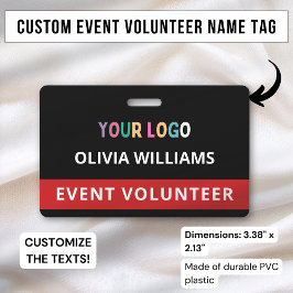 Crachá Distintivo Personalizado de Voluntário com Logotip